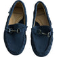 River Island Boys Moccasins UK7 Navy Suede