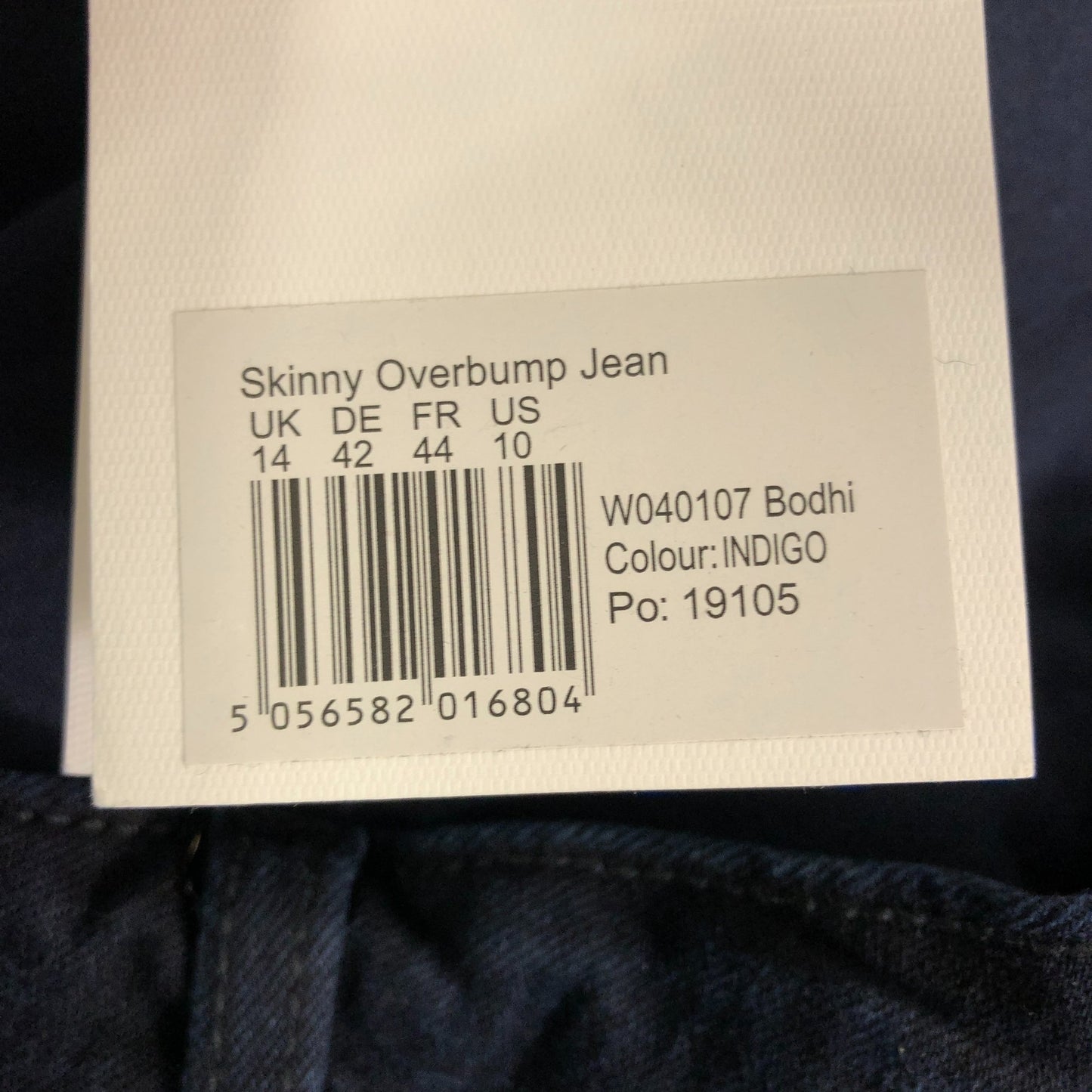 Seraphine Skinny Overbump Jeans UK14 Women's Indigo Stretchy Denim Trousers