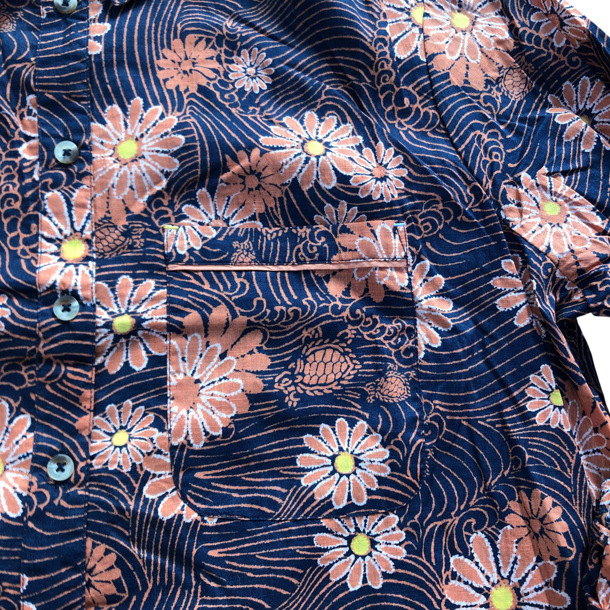 Floral Print Shirt 100% Organic Cotton Size L Women's Long Sleeve