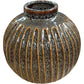 Decorative Glazed Ceramic Vase Round Shape Textured Design 9"