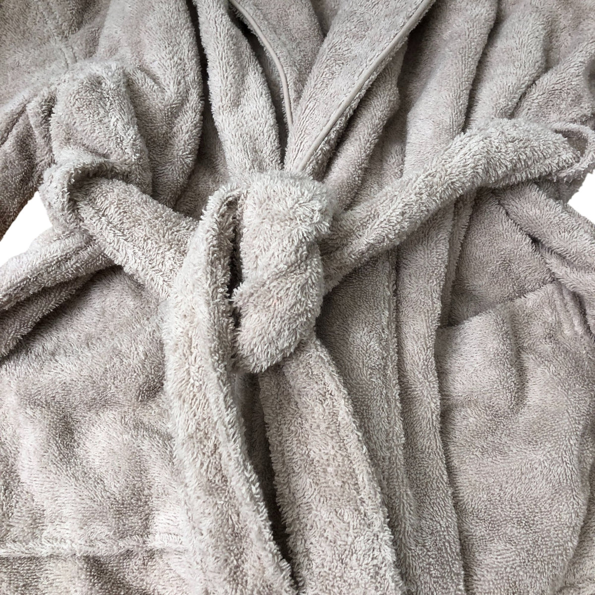 Beige Organic Cotton Bathrobe Soft Fleece Size S