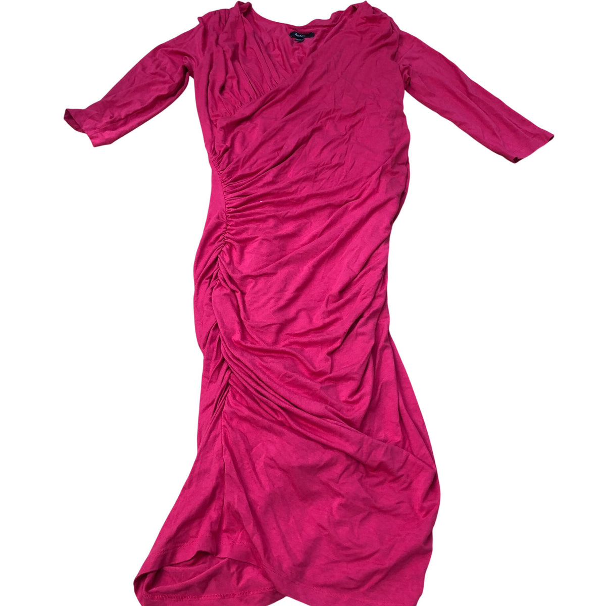 Baukjen Red Wrap Midi Dress UK12 Women's Viscose Elástane 3/4 Sleeve New