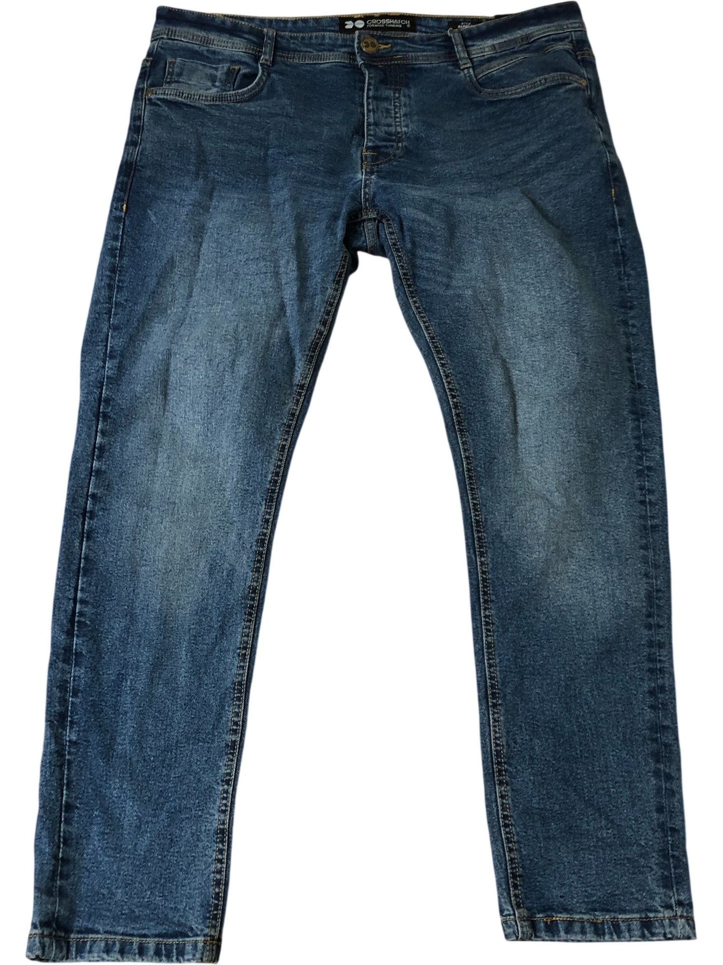 Crosshatch Barbeck 36S Men's Slim Fit Jeans Dark Wash Denim Cotton