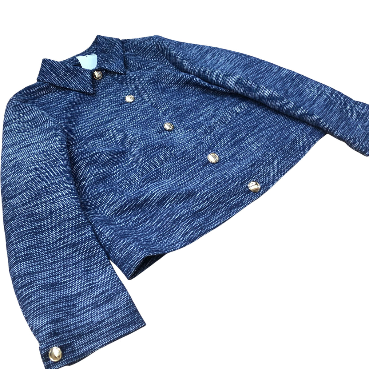 Stylish Jacket Women's Blue Textured Design With Buttons UK18