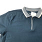 Threadbare Polo Shirt Regular Fit Blue Zip Neck Size L