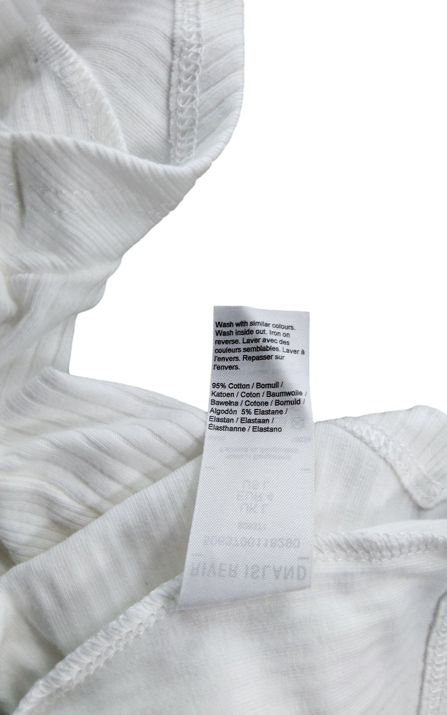 River Island White Ribbed T-Shirt UK 16 Women's Short Sleeve Scoop Neck