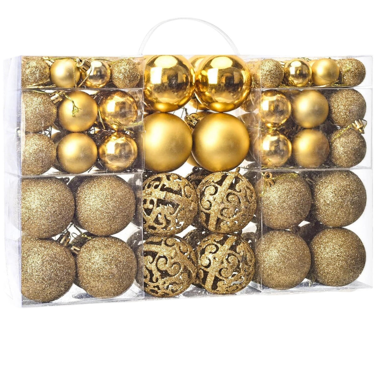Golden Christmas Ornament Decorations Set 100 Pieces Ball Bundle