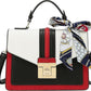Scarleton Handbag With Scarf Detail Women's Stylish Colour Block Design