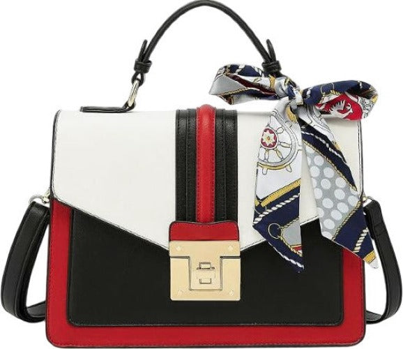 Scarleton Handbag With Scarf Detail Women's Stylish Colour Block Design