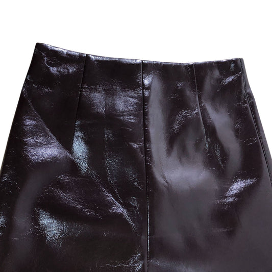 River Island UK8 Women's Faux Leather Midi Skirt Burgundy