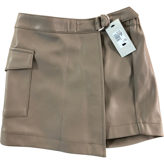RIVER ISLAND Girls Casual Skorts UK5- 6 Years Beige Faux Leather Stylish Design