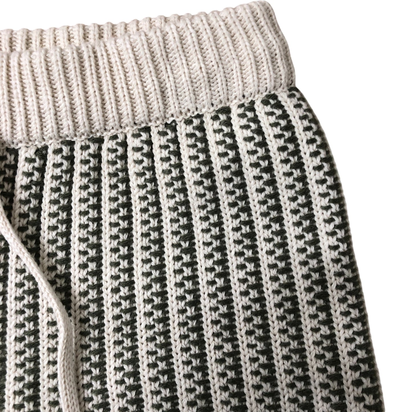 Boys Waffle Knit Shorts 7-8 Years Casual Lightweight Green Beige