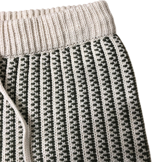 Boys Waffle Knit Shorts 7-8 Years Casual Lightweight Green Beige
