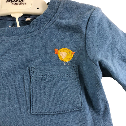 Mini Cuddles 2 Part Set 6-9 Months Baby Blue Tractor Outfit Cotton