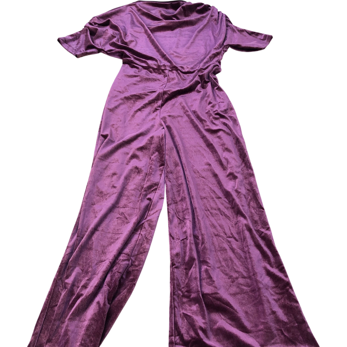 Jumpsuit UK8 Women's Burgundy Luxe Velvet Wide Leg Party Outfit