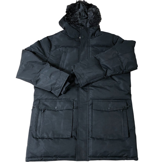 Brave Soul Black Parka Jacket L Men's Warm Padded Outerwear with Hood