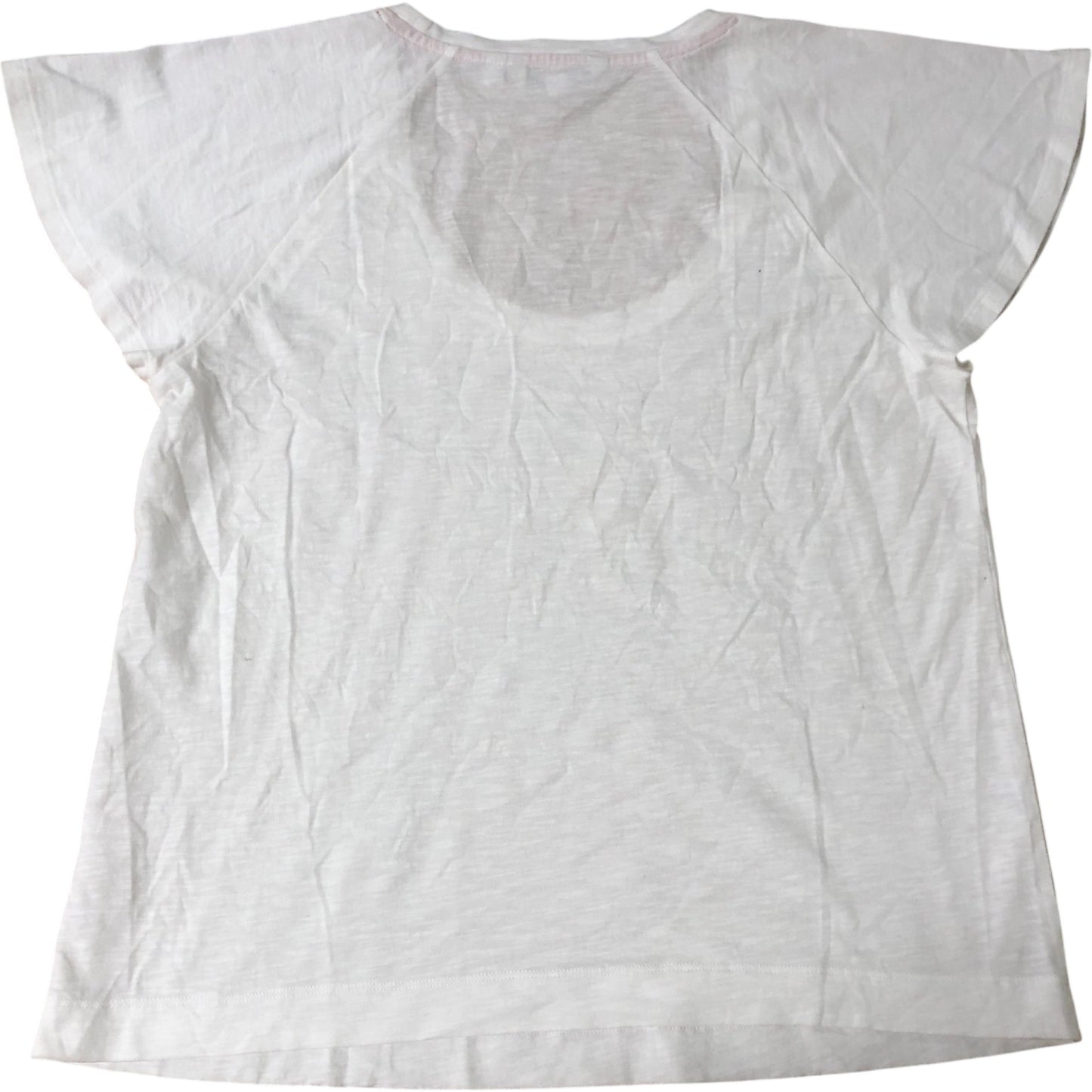 Women's White Fan Sleeve T-Shirt Lightweight Cotton Top Size 12