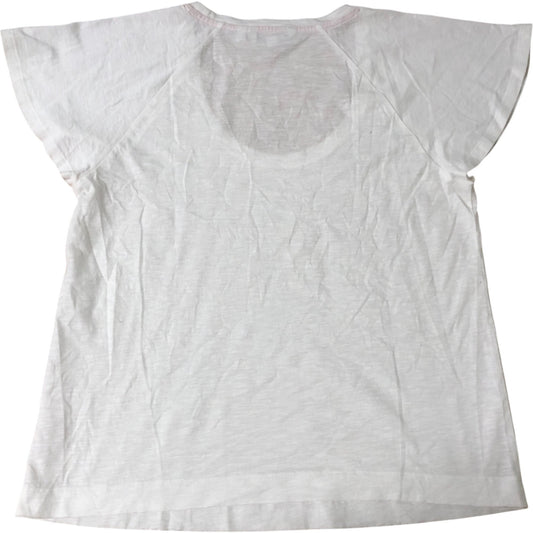 Women's White Fan Sleeve T-Shirt Lightweight Cotton Top Size 12