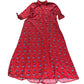Dancing Leopard Red Floral Dress Size 14 Women's Lightweight Button Up