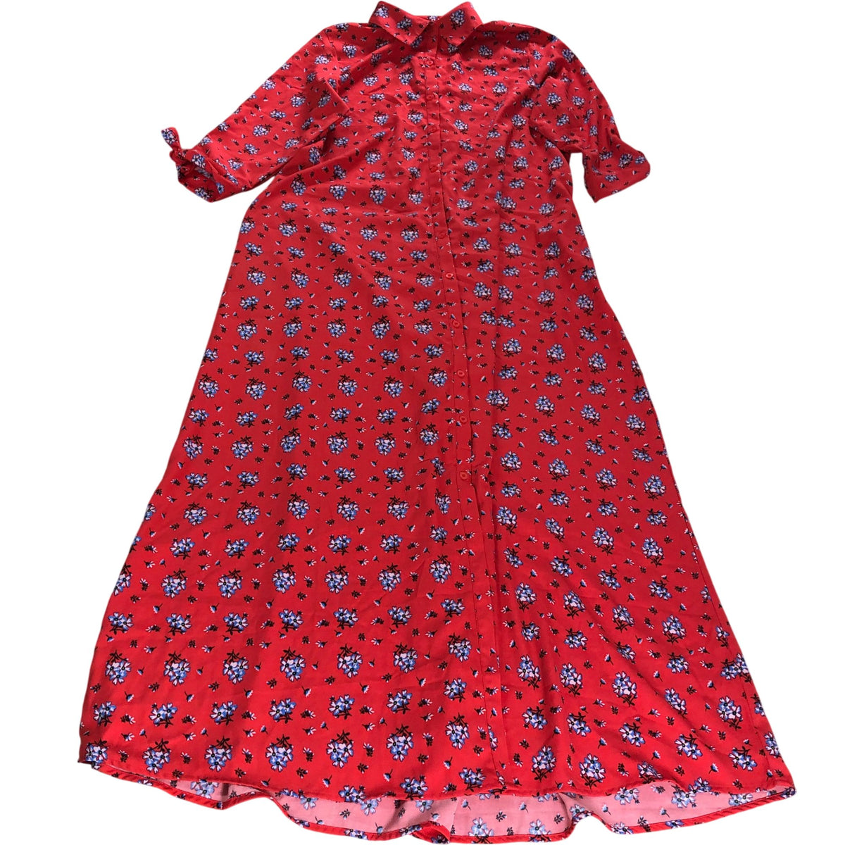 Dancing Leopard Red Floral Dress Size 14 Women's Lightweight Button Up