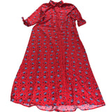 Dancing Leopard Red Floral Dress Size 14 Women's Lightweight Button Up