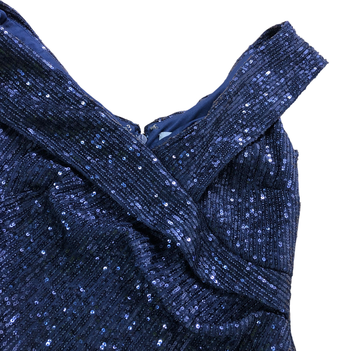 Sequin Evening Dress UK Size 10 Women's Navy Blue Party Wear Gown
