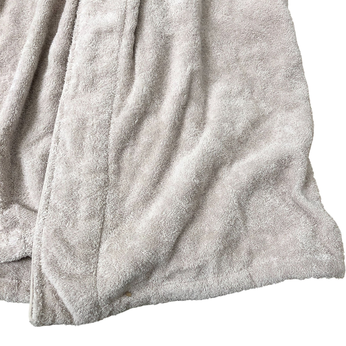 Beige Organic Cotton Bathrobe Soft Fleece Size S