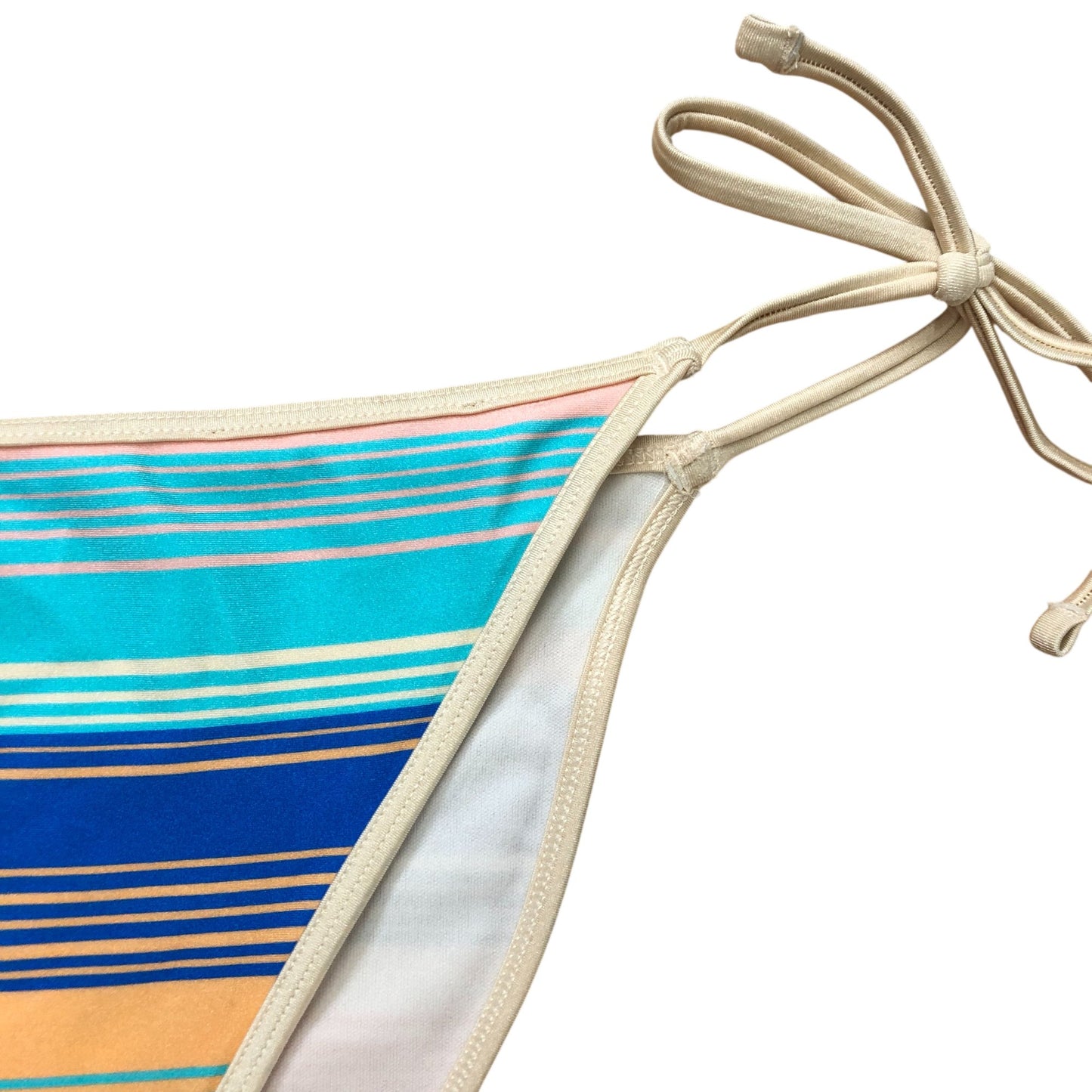 River Island Striped Bikini Bottom Size 14 Women's Swimwear Tan Multicolour