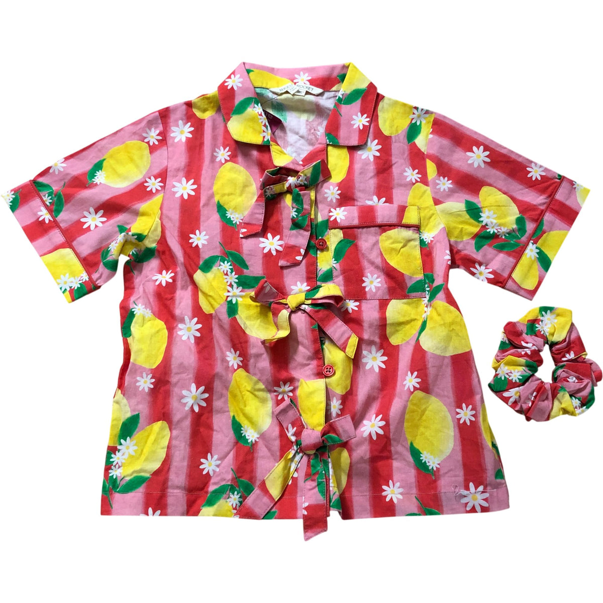 Girls 5-6 Years Pink Short Sleeve Kimono Top With Scrunchie