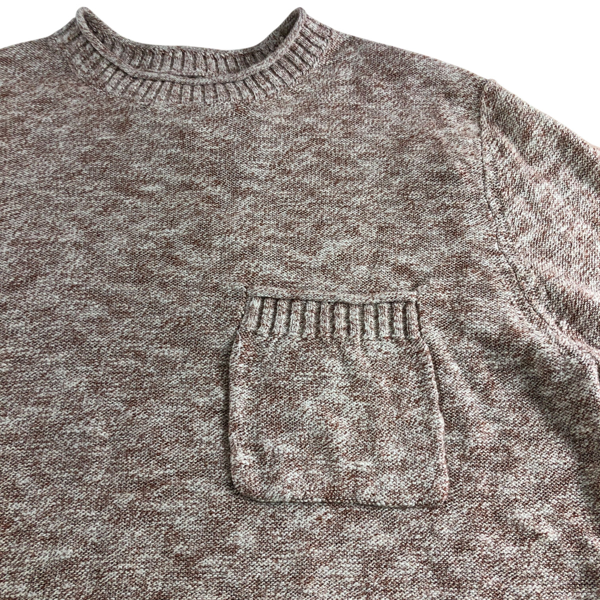 Grainger Pocket Crew Sweater Mid Brown Cotton Blend with Pocket