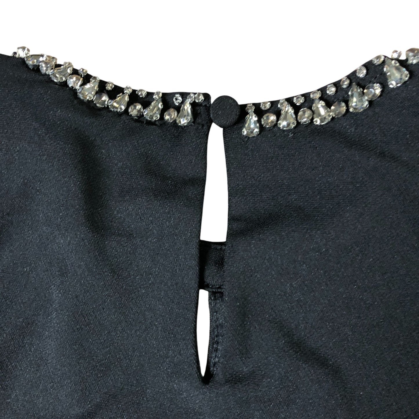 Branded Black Cut Out Embellished Midi Dress - Size 6