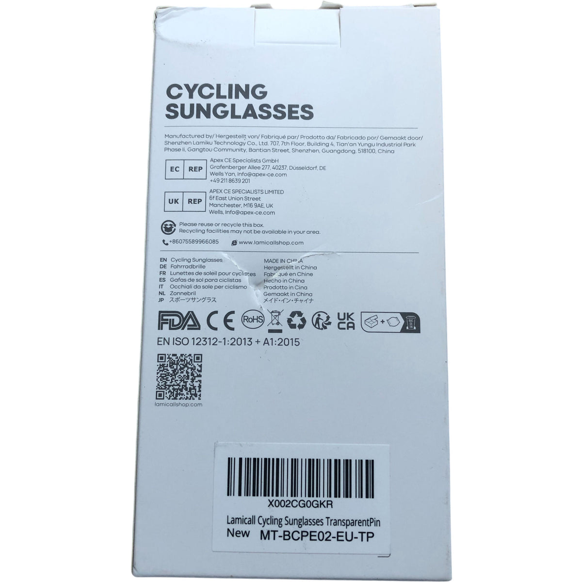 Lamicall Cycling Sunglasses BCPE02-TP Transparent Pink UV Protection