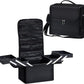 Joligrace Makeup Bag Cosmetic With Four Trays & Shoulder Strap Black