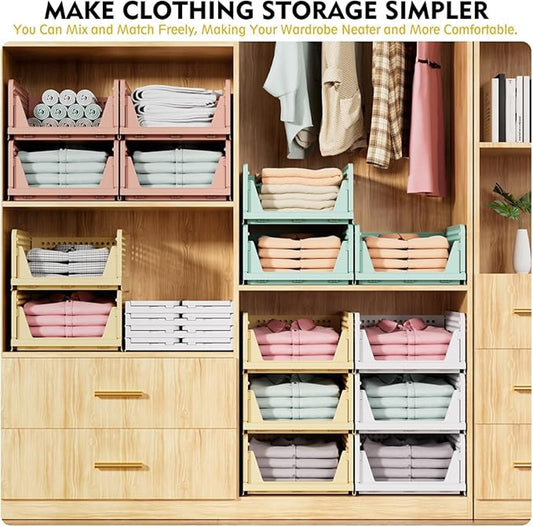 Storage Organizer Bins SNSLXH 5 Pack Wardrobe Storage Organiser White
