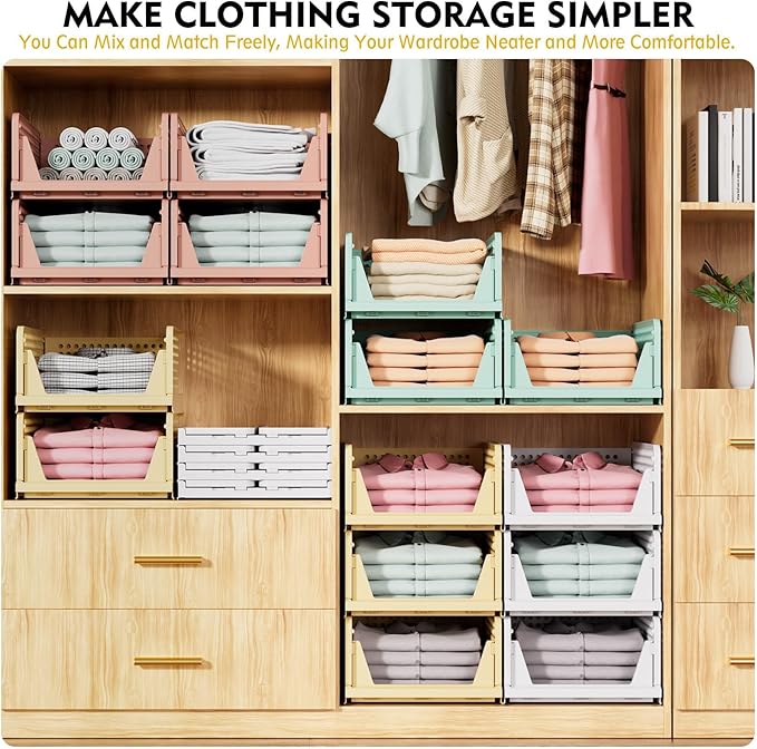 Storage Organizer Bins SNSLXH 5 Pack Wardrobe Storage Organiser White