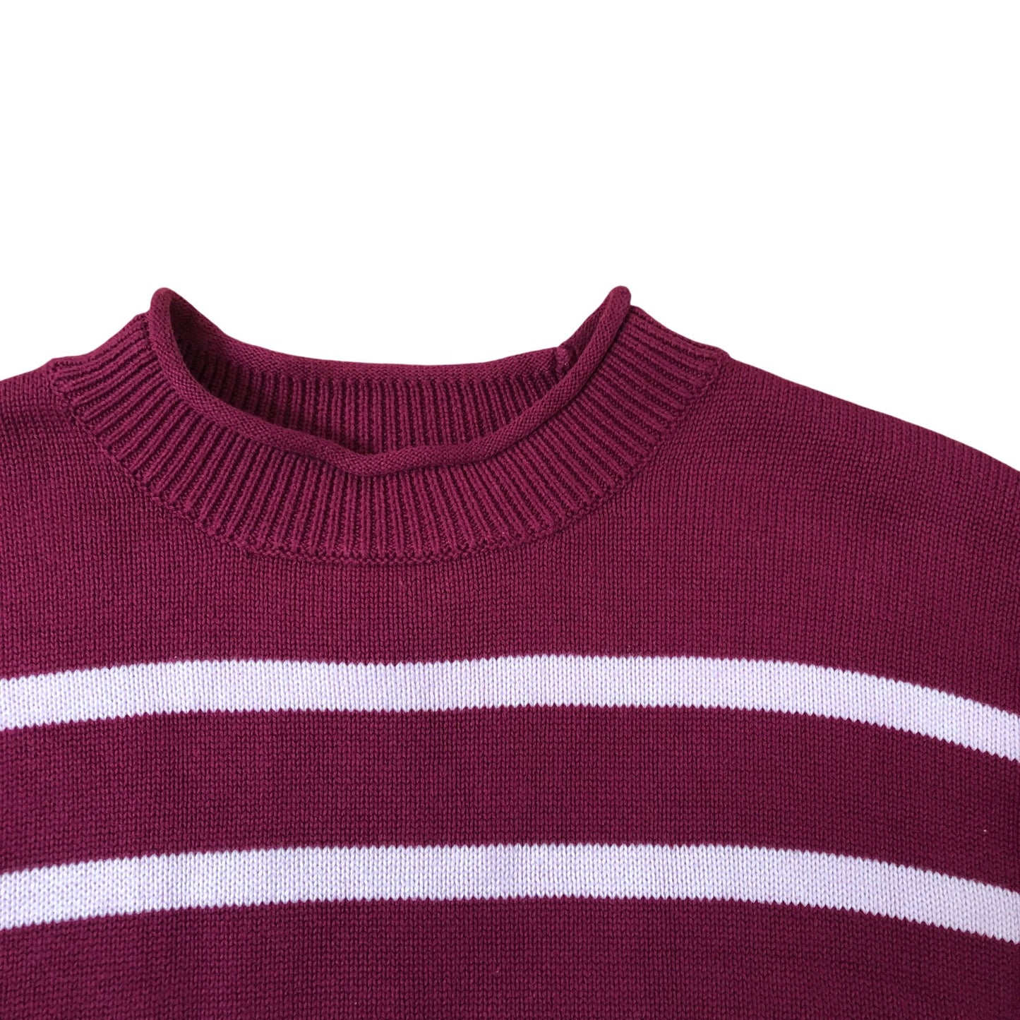 Crew Clothing Company Striped Sweater Size 14 Women's Burgundy Cotton Knit