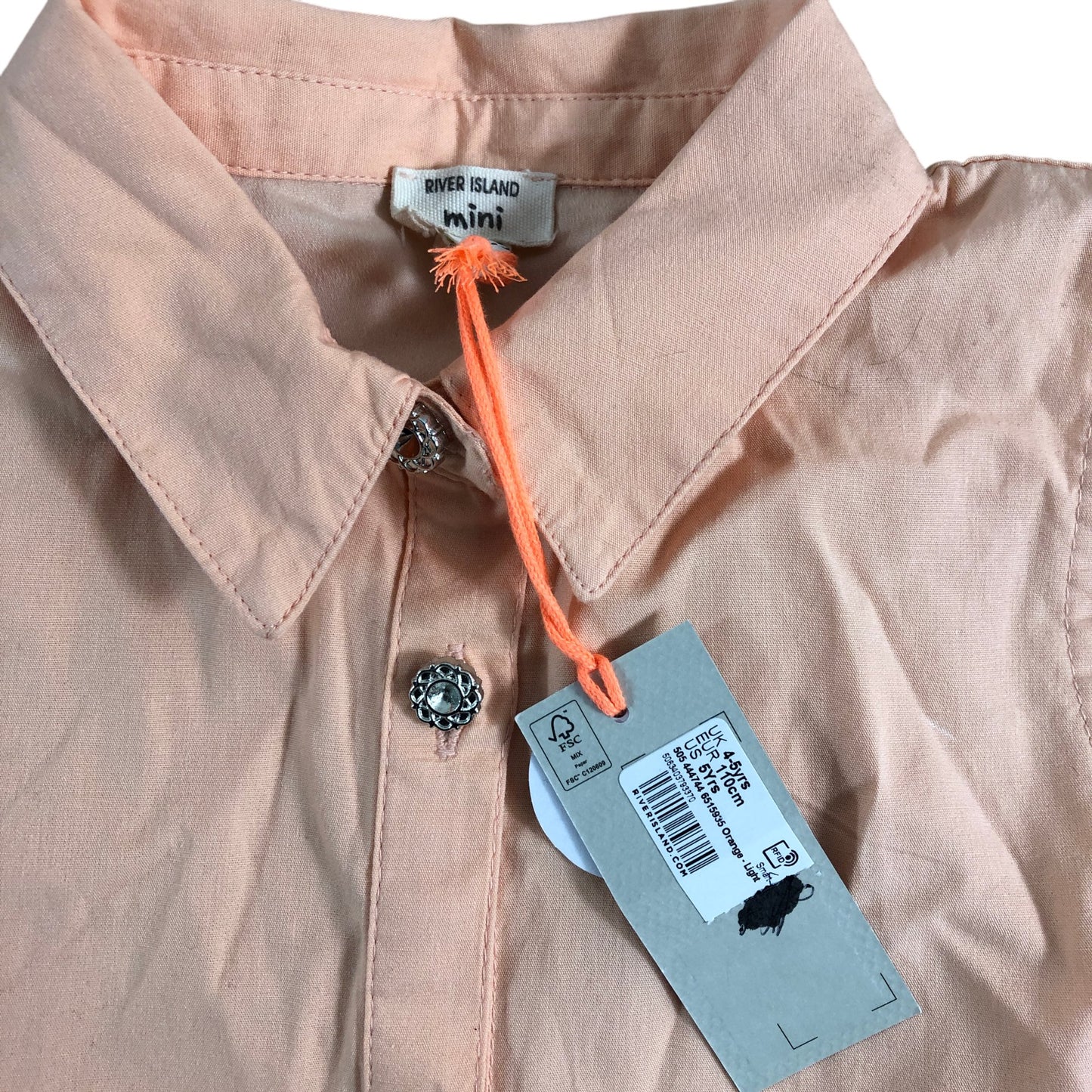 River Island Mini Sleeveless Dress UK4 Girls Light Orange Button Up Style