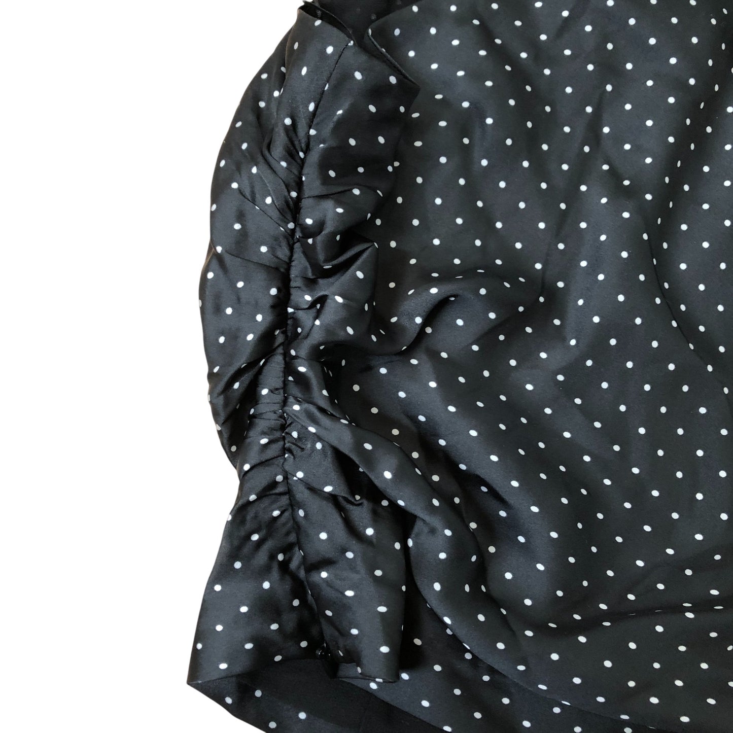 Branded Black Polka Dot One Shoulder Blouse With Long Sleeve Tie Top UK Size12