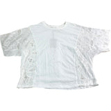 River Island Women's Lace Detail Top UK S White Cotton Short Sleeve Blouse