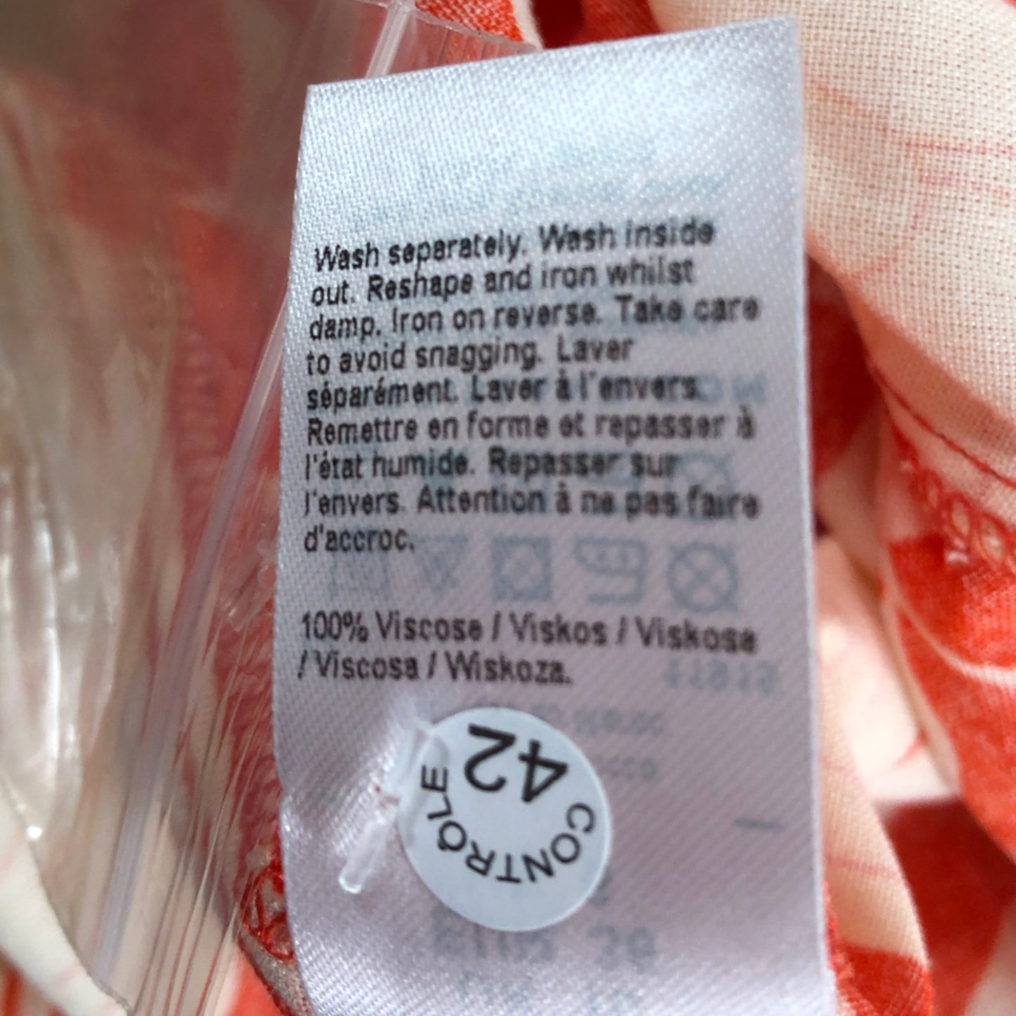 River Island Floral Print Dress UK16 Women's Long Sleeve Red White Summer