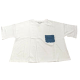White Denim Pocket T-Shirt XXXL Women's Cotton Short Sleeve