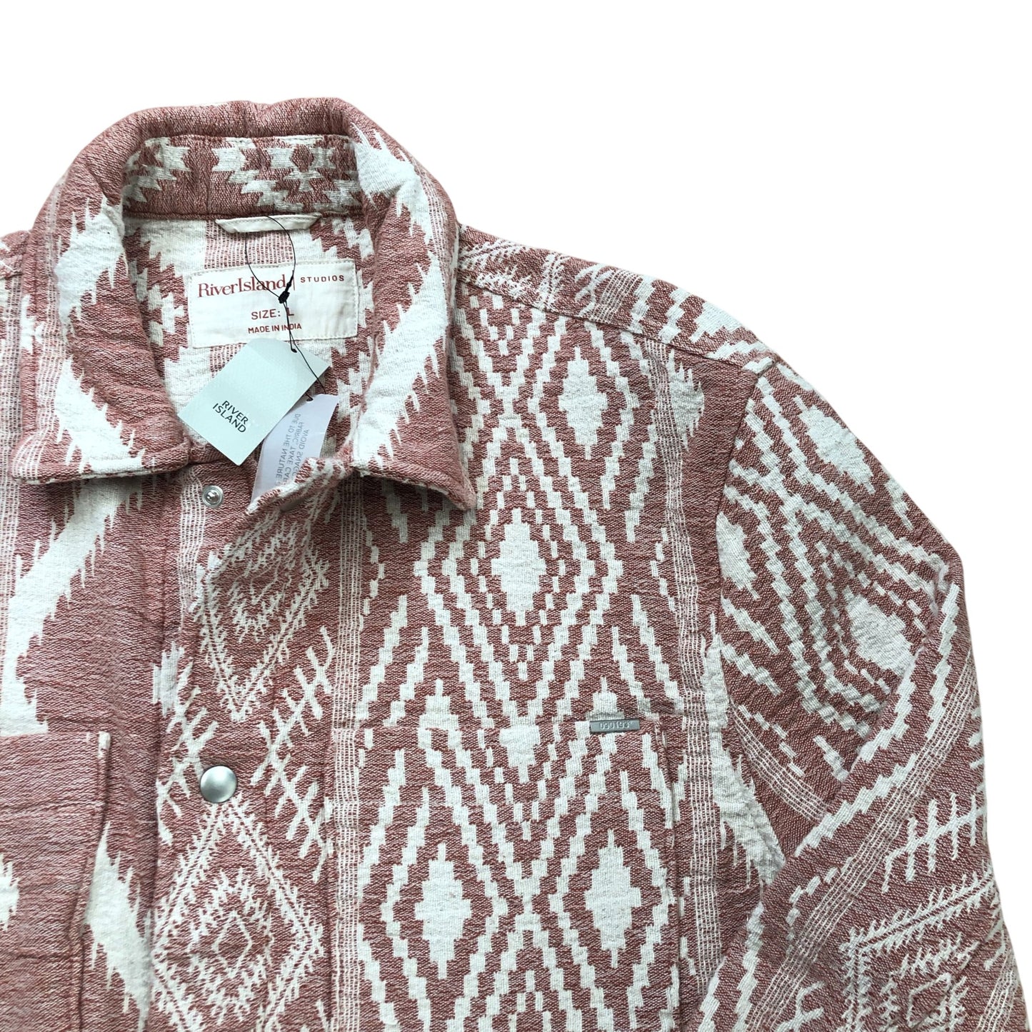 River Island Size M Cotton Aztec Print Button Front Overshirt