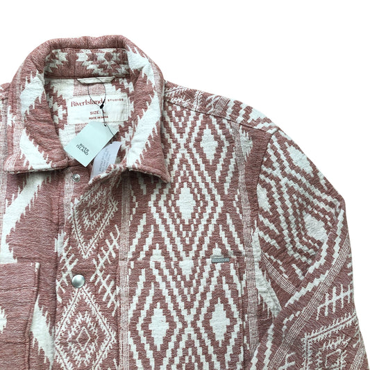 River Island Size M Cotton Aztec Print Button Front Overshirt
