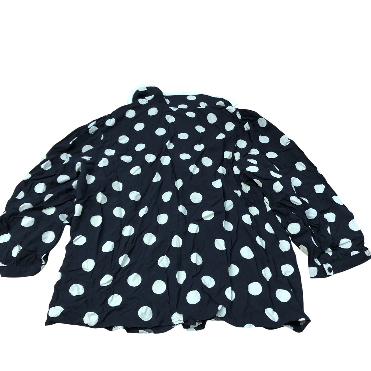Baukjen Black Polka Dot Blouse Size UK16 Women's Ruffled Collar Eco Viscose