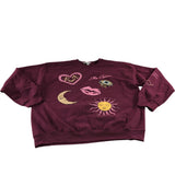 River Island Sweatshirt UK S Women's Maroon Ma Cherie Long Sleeve Embellished