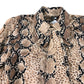 Branded Snake Print Tie Neck Blouse - Size 8