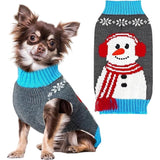 Christmas Snowman Dog Sweater Grey Knit XXS