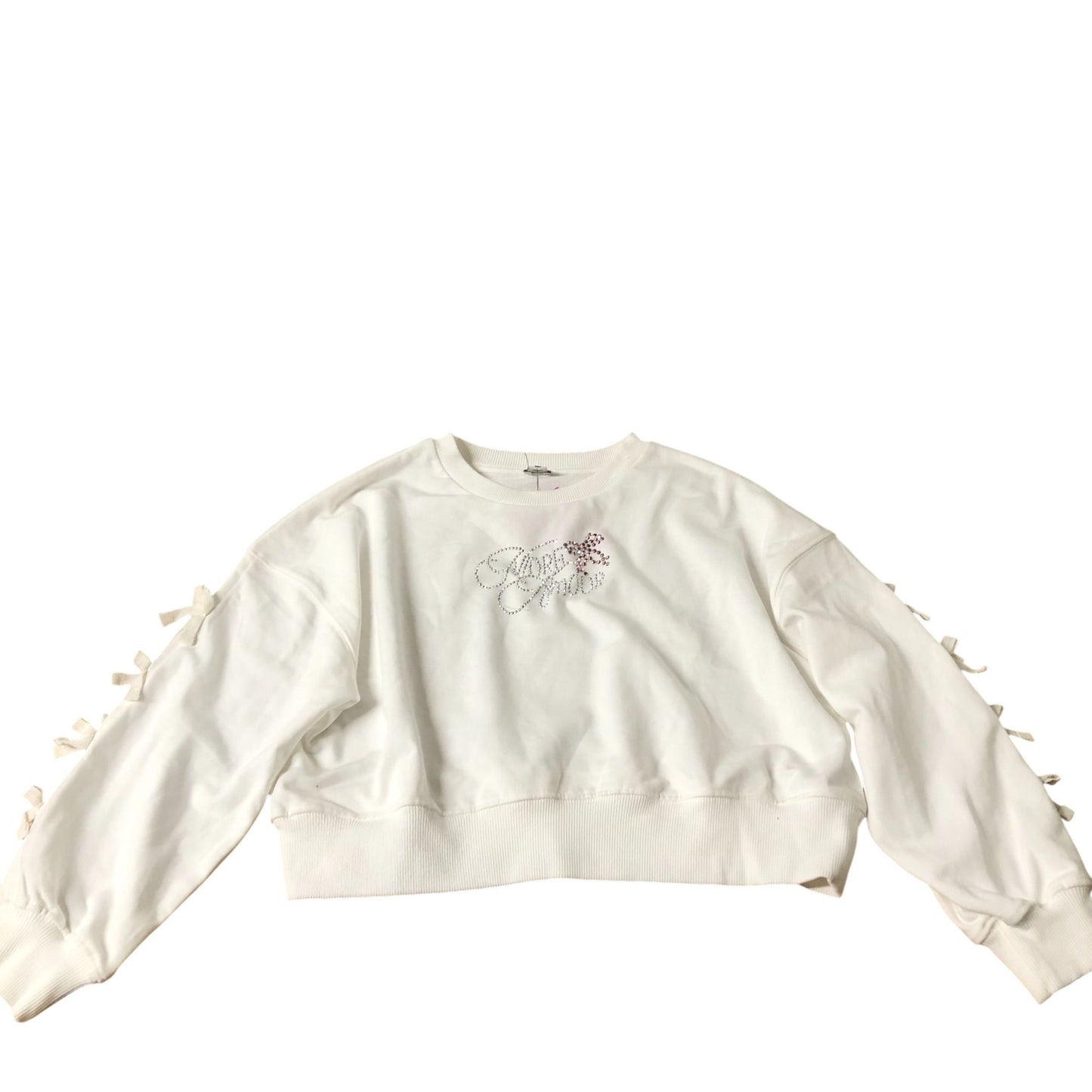 River Island Cropped Sweatshirt White With Embroidery 9-10 Years