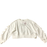 River Island Cropped Sweatshirt White With Embroidery 9-10 Years
