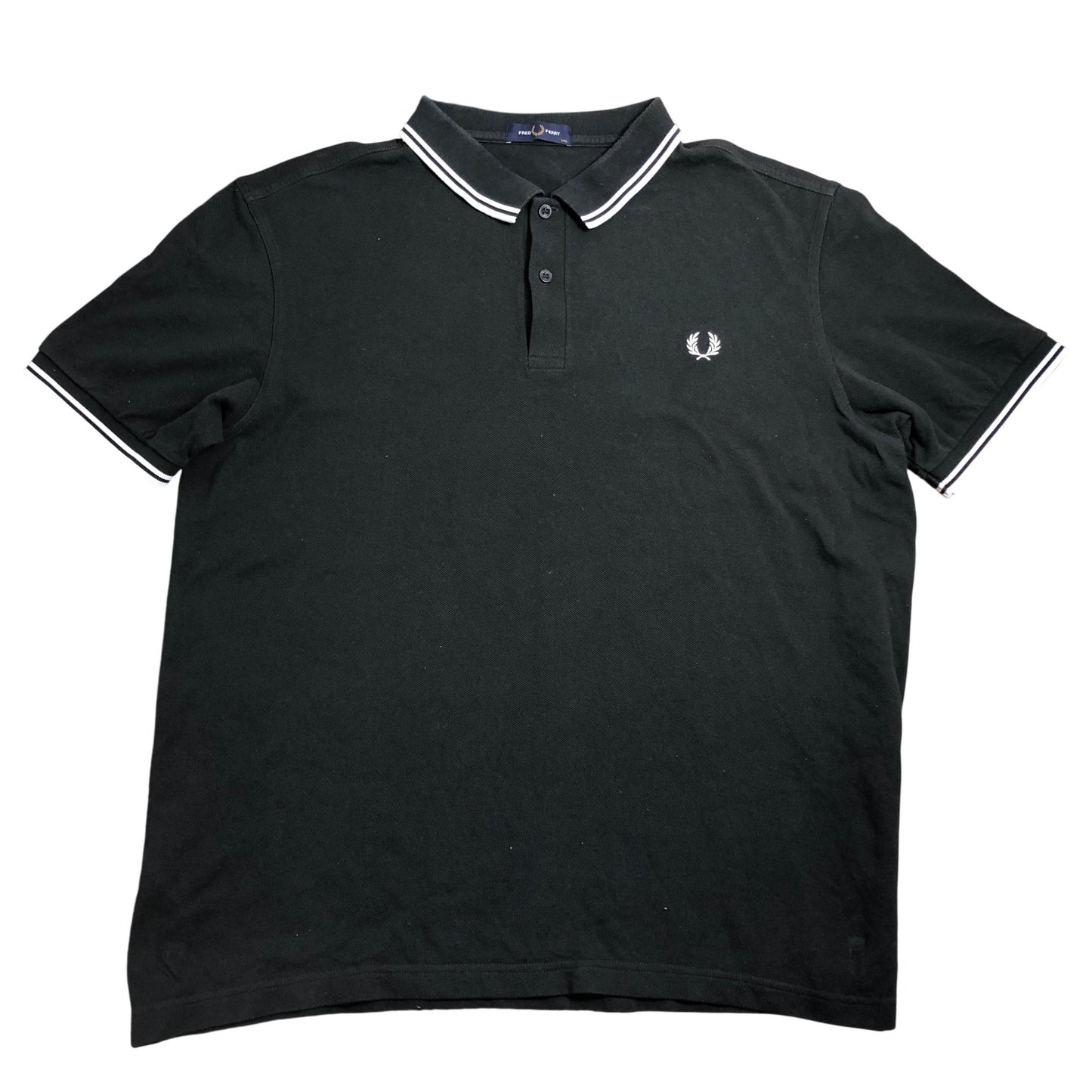 Fred Perry XXL Men's Polo Shirt Dark Green Cotton Short Sleeve Striped Collar